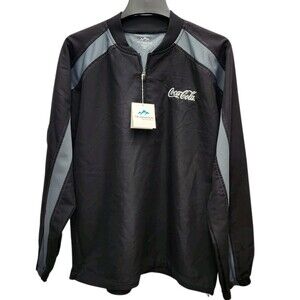 Tri-Mountain Performance Pullover Jacket Mens Medium Black Gray Coca-Cola NEW